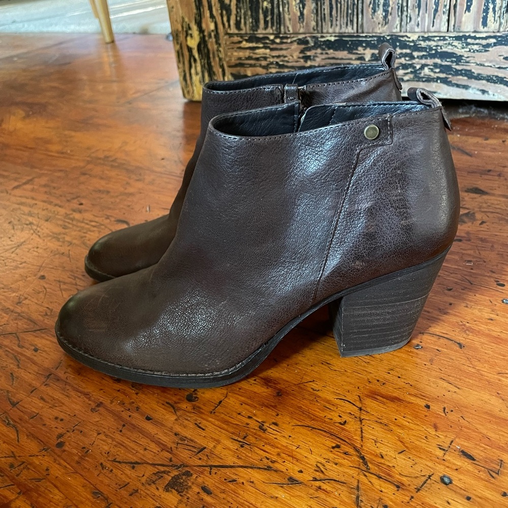 Brown Leather Nine West Booties, Size 8